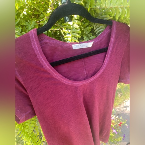 Rag & Bone U Neck Maroon Slub Tee Pima Cotton Short Sleeve Crew Neck Top Sz XS - Picture 4 of 9